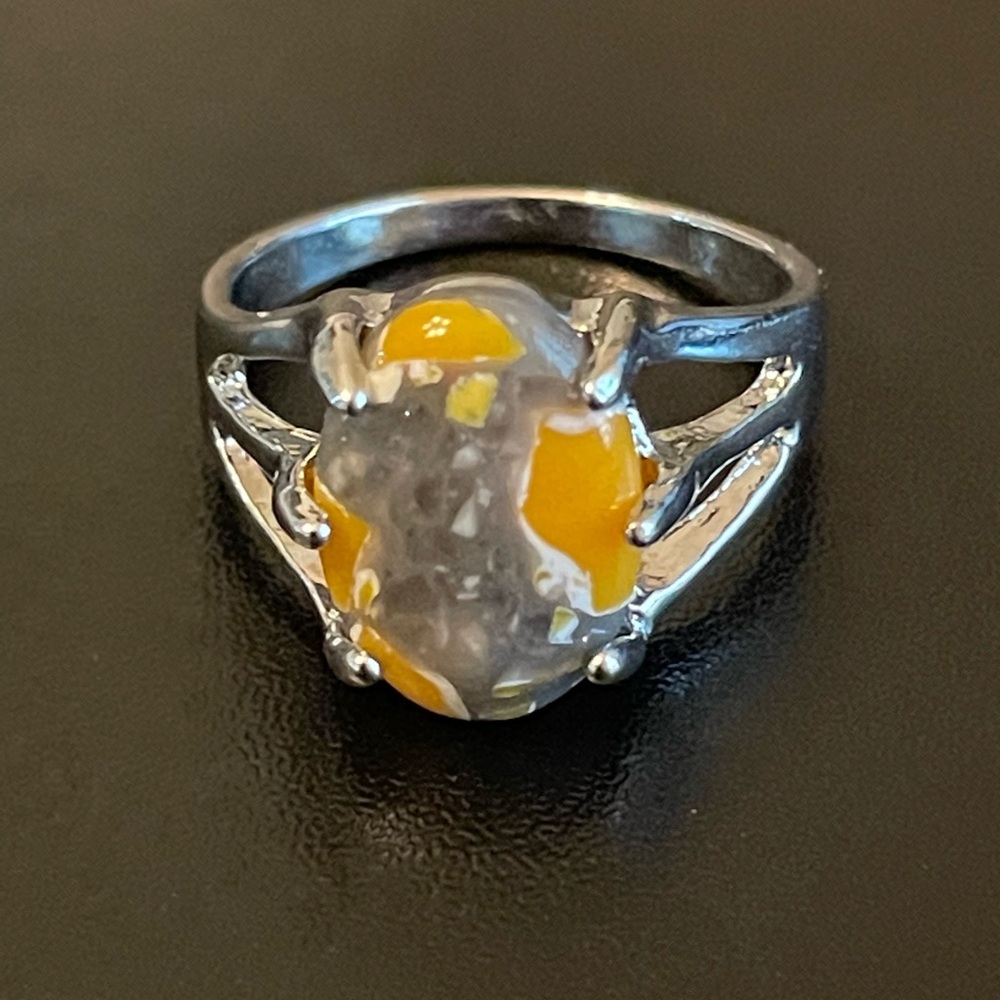 Mixed 3 color stone S925 silver ring size 8